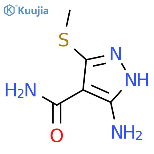 5-Amino-3-(methylthio)-4-pyrazolecarboxamide structure