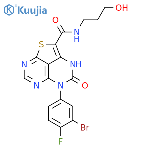 3H-1-Thia-3,5,6,8-tetraazaacenaphthylene-2-carboxamide,5-(3-bromo-4-fluorophenyl)-4,5-dihydro-N-(3-hydroxypropyl)-4-oxo- structure