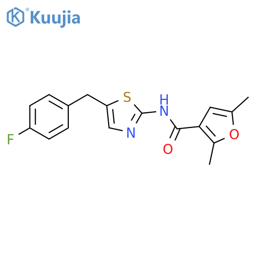 N-{5-(4-fluorophenyl)methyl-1,3-thiazol-2-yl}-2,5-dimethylfuran-3-carboxamide structure