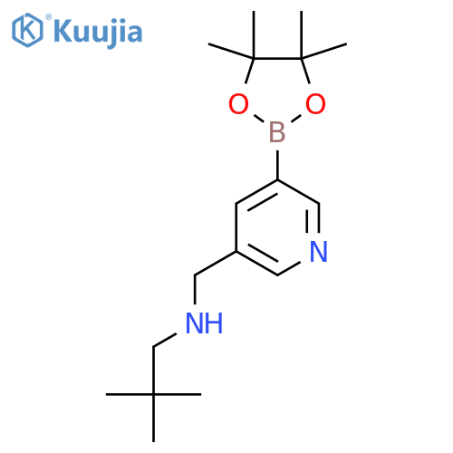 2,2-Dimethyl-N-((5-(4,4,5,5-tetramethyl-1,3,2-dioxaborolan-2-yl)pyridin-3-yl)methyl)propan-1-amine structure
