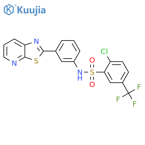 2-chloro-N-(3-{1,3thiazolo5,4-bpyridin-2-yl}phenyl)-5-(trifluoromethyl)benzene-1-sulfonamide structure