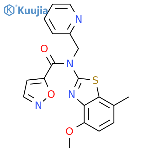N-(4-methoxy-7-methyl-1,3-benzothiazol-2-yl)-N-(pyridin-2-yl)methyl-1,2-oxazole-5-carboxamide structure