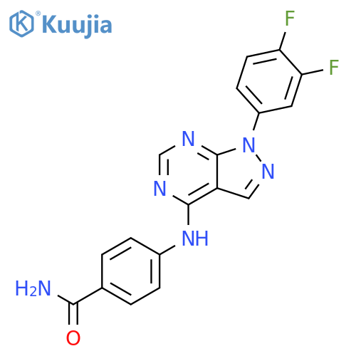 4-{1-(3,4-difluorophenyl)-1H-pyrazolo3,4-dpyrimidin-4-ylamino}benzamide structure