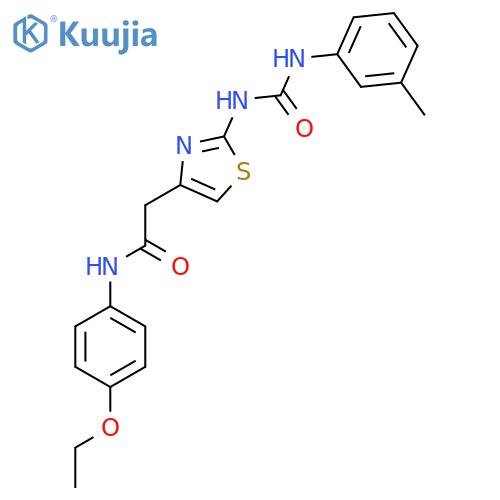 N-(4-ethoxyphenyl)-2-(2-{(3-methylphenyl)carbamoylamino}-1,3-thiazol-4-yl)acetamide structure