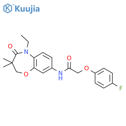 N-(5-ethyl-3,3-dimethyl-4-oxo-2,3,4,5-tetrahydro-1,5-benzoxazepin-8-yl)-2-(4-fluorophenoxy)acetamide structure
