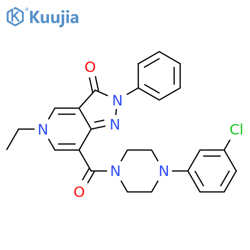 7-4-(3-chlorophenyl)piperazine-1-carbonyl-5-ethyl-2-phenyl-2H,3H,5H-pyrazolo4,3-cpyridin-3-one structure