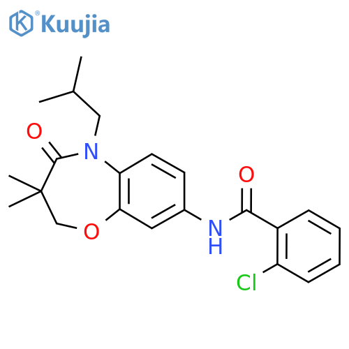 2-chloro-N-3,3-dimethyl-5-(2-methylpropyl)-4-oxo-2,3,4,5-tetrahydro-1,5-benzoxazepin-8-ylbenzamide structure