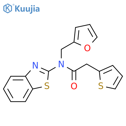 N-(1,3-benzothiazol-2-yl)-N-(furan-2-yl)methyl-2-(thiophen-2-yl)acetamide structure