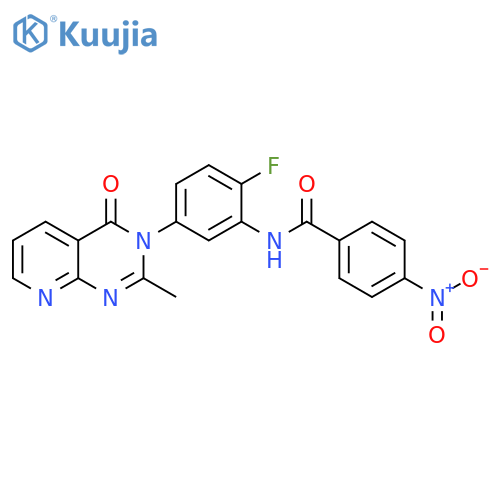 N-(2-fluoro-5-{2-methyl-4-oxo-3H,4H-pyrido2,3-dpyrimidin-3-yl}phenyl)-4-nitrobenzamide structure