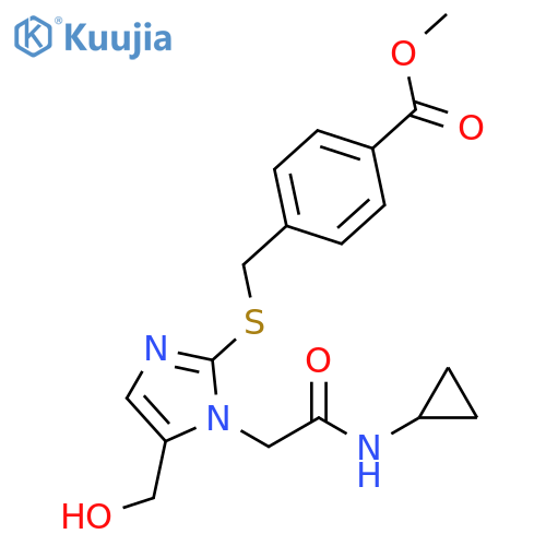 methyl 4-({1-(cyclopropylcarbamoyl)methyl-5-(hydroxymethyl)-1H-imidazol-2-yl}sulfanyl)methylbenzoate structure