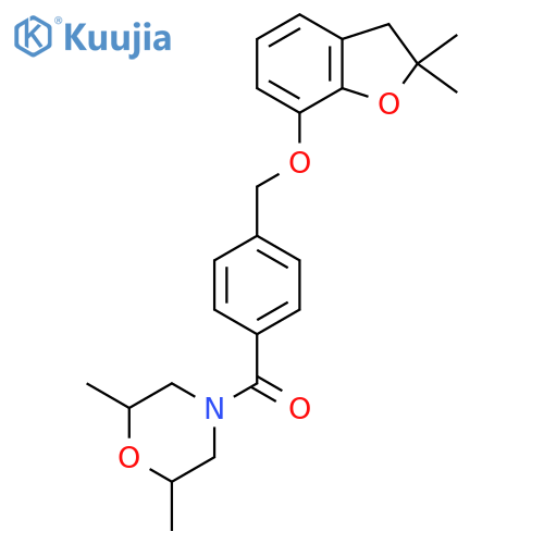 4-(4-{(2,2-dimethyl-2,3-dihydro-1-benzofuran-7-yl)oxymethyl}benzoyl)-2,6-dimethylmorpholine structure