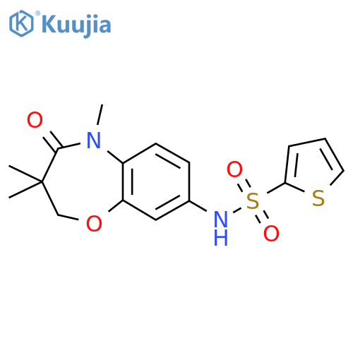 N-(3,3,5-trimethyl-4-oxo-2,3,4,5-tetrahydro-1,5-benzoxazepin-8-yl)thiophene-2-sulfonamide structure