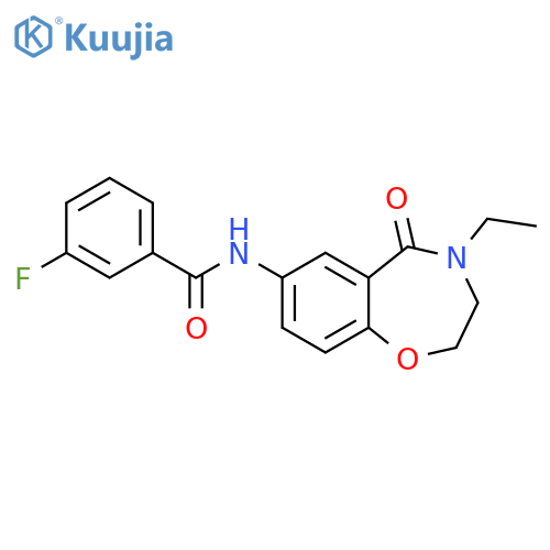 N-(4-ethyl-5-oxo-2,3,4,5-tetrahydro-1,4-benzoxazepin-7-yl)-3-fluorobenzamide structure