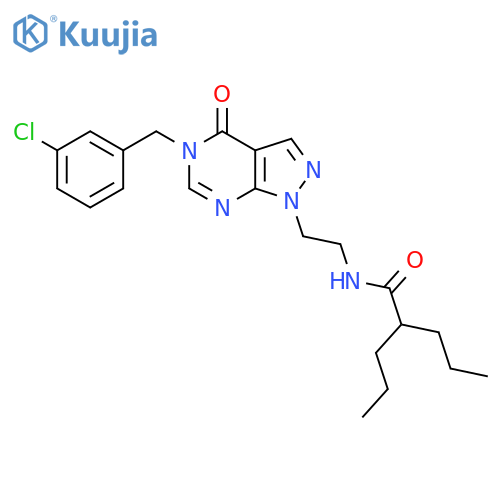 N-(2-{5-(3-chlorophenyl)methyl-4-oxo-1H,4H,5H-pyrazolo3,4-dpyrimidin-1-yl}ethyl)-2-propylpentanamide structure