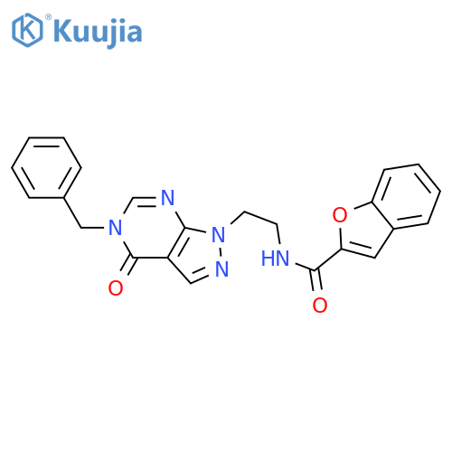 N-(2-{5-benzyl-4-oxo-1H,4H,5H-pyrazolo3,4-dpyrimidin-1-yl}ethyl)-1-benzofuran-2-carboxamide structure