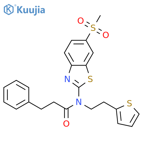 N-(6-methanesulfonyl-1,3-benzothiazol-2-yl)-3-phenyl-N-2-(thiophen-2-yl)ethylpropanamide structure