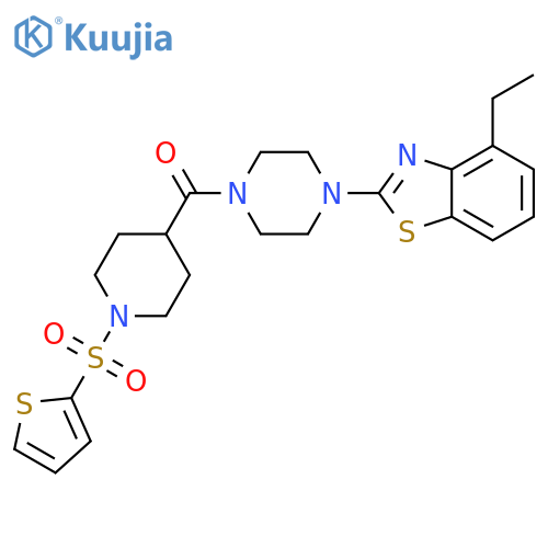 4-ethyl-2-{4-1-(thiophene-2-sulfonyl)piperidine-4-carbonylpiperazin-1-yl}-1,3-benzothiazole structure
