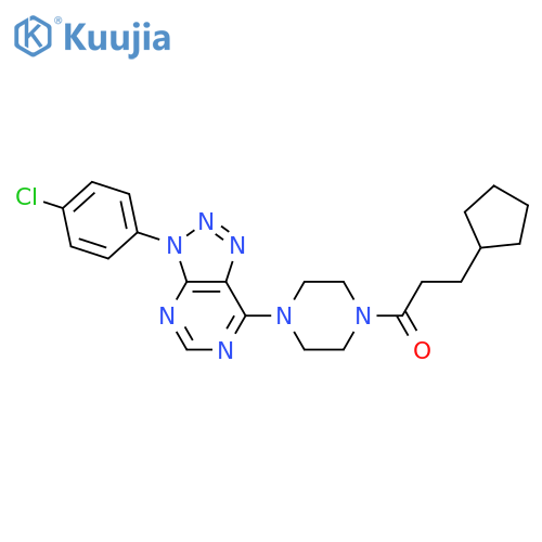 1-{4-3-(4-chlorophenyl)-3H-1,2,3triazolo4,5-dpyrimidin-7-ylpiperazin-1-yl}-3-cyclopentylpropan-1-one structure