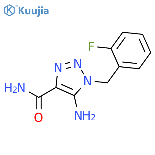 5-amino-1-(2-fluorophenyl)methyl-1H-1,2,3-triazole-4-carboxamide structure