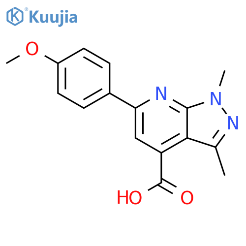6-(4-methoxyphenyl)-1,3-dimethyl-1H-pyrazolo3,4-bpyridine-4-carboxylic acid structure