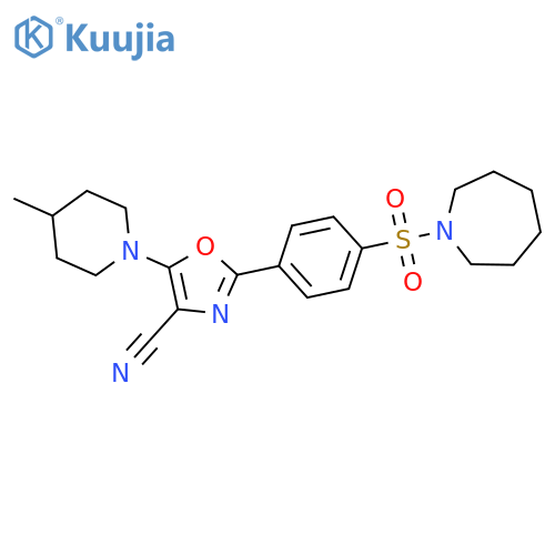 2-4-(azepane-1-sulfonyl)phenyl-5-(4-methylpiperidin-1-yl)-1,3-oxazole-4-carbonitrile structure
