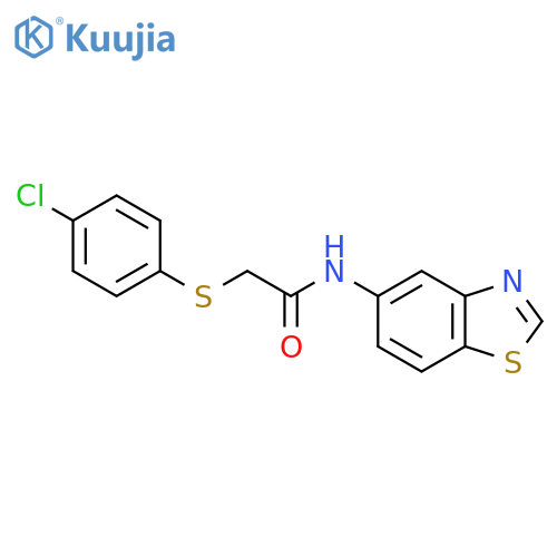 N-(1,3-benzothiazol-5-yl)-2-(4-chlorophenyl)sulfanylacetamide structure