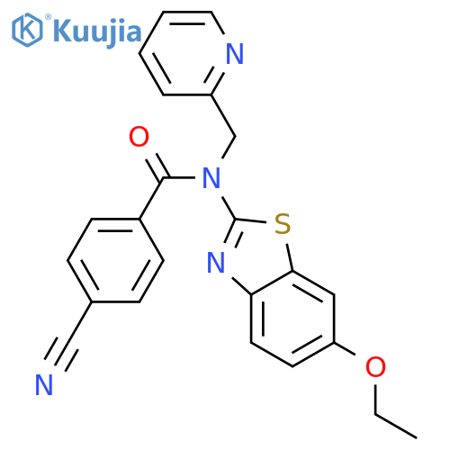 4-cyano-N-(6-ethoxy-1,3-benzothiazol-2-yl)-N-(pyridin-2-yl)methylbenzamide structure