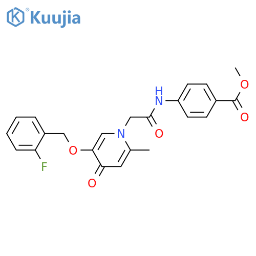 methyl 4-(2-{5-(2-fluorophenyl)methoxy-2-methyl-4-oxo-1,4-dihydropyridin-1-yl}acetamido)benzoate structure