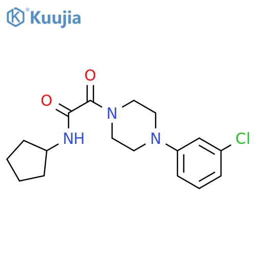 2-4-(3-chlorophenyl)piperazin-1-yl-N-cyclopentyl-2-oxoacetamide structure