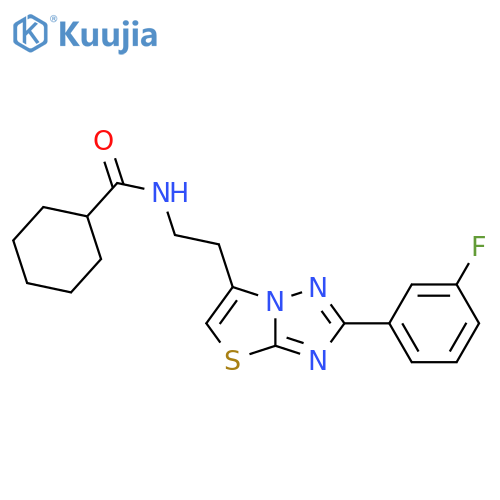 N-{2-2-(3-fluorophenyl)-1,2,4triazolo3,2-b1,3thiazol-6-ylethyl}cyclohexanecarboxamide structure