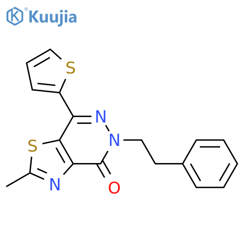 2-methyl-5-(2-phenylethyl)-7-(thiophen-2-yl)-4H,5H-1,3thiazolo4,5-dpyridazin-4-one structure