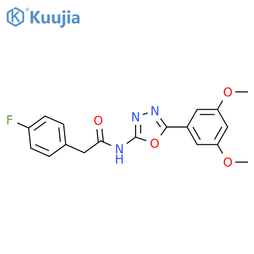 N-5-(3,5-dimethoxyphenyl)-1,3,4-oxadiazol-2-yl-2-(4-fluorophenyl)acetamide structure