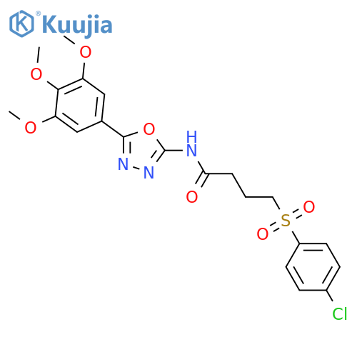 4-(4-chlorobenzenesulfonyl)-N-5-(3,4,5-trimethoxyphenyl)-1,3,4-oxadiazol-2-ylbutanamide structure