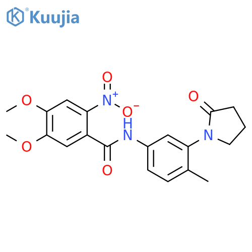 4,5-dimethoxy-N-4-methyl-3-(2-oxopyrrolidin-1-yl)phenyl-2-nitrobenzamide structure