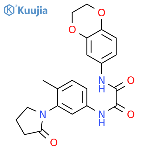 N'-(2,3-dihydro-1,4-benzodioxin-6-yl)-N-4-methyl-3-(2-oxopyrrolidin-1-yl)phenylethanediamide structure