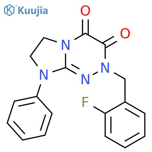 2-(2-fluorophenyl)methyl-8-phenyl-2H,3H,4H,6H,7H,8H-imidazo2,1-c1,2,4triazine-3,4-dione structure