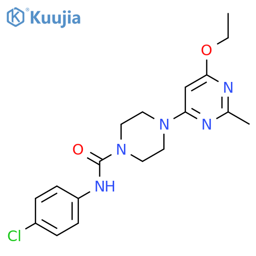 N-(4-chlorophenyl)-4-(6-ethoxy-2-methylpyrimidin-4-yl)piperazine-1-carboxamide structure