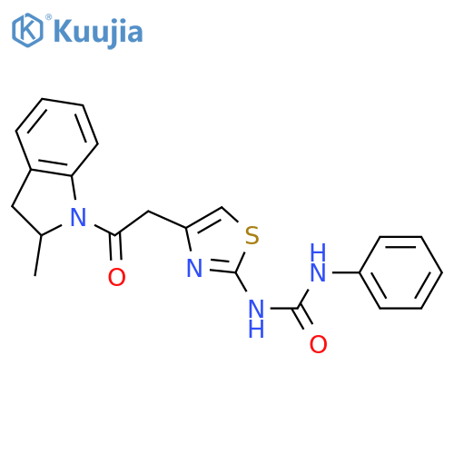3-{4-2-(2-methyl-2,3-dihydro-1H-indol-1-yl)-2-oxoethyl-1,3-thiazol-2-yl}-1-phenylurea structure