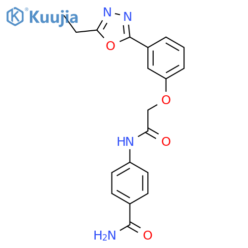 4-{2-3-(5-ethyl-1,3,4-oxadiazol-2-yl)phenoxyacetamido}benzamide structure