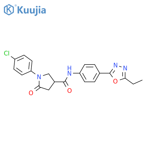 1-(4-chlorophenyl)-N-4-(5-ethyl-1,3,4-oxadiazol-2-yl)phenyl-5-oxopyrrolidine-3-carboxamide structure