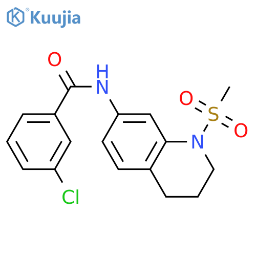 3-chloro-N-(1-methanesulfonyl-1,2,3,4-tetrahydroquinolin-7-yl)benzamide structure