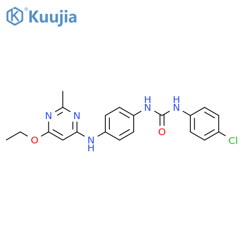 1-(4-chlorophenyl)-3-{4-(6-ethoxy-2-methylpyrimidin-4-yl)aminophenyl}urea structure