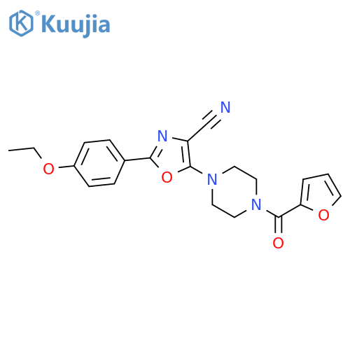 2-(4-ethoxyphenyl)-5-4-(furan-2-carbonyl)piperazin-1-yl-1,3-oxazole-4-carbonitrile structure