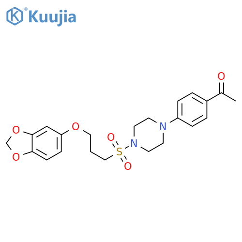 1-(4-{4-3-(2H-1,3-benzodioxol-5-yloxy)propanesulfonylpiperazin-1-yl}phenyl)ethan-1-one structure
