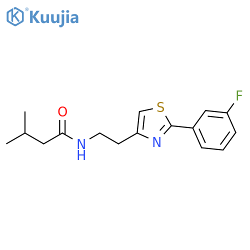 N-{2-2-(3-fluorophenyl)-1,3-thiazol-4-ylethyl}-3-methylbutanamide structure