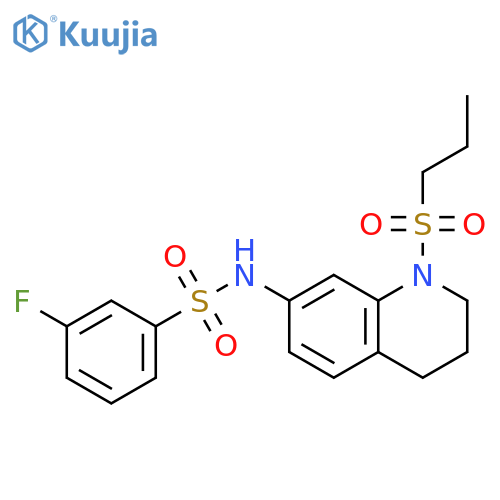 3-fluoro-N-1-(propane-1-sulfonyl)-1,2,3,4-tetrahydroquinolin-7-ylbenzene-1-sulfonamide structure