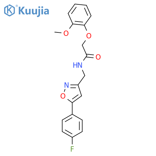 N-{5-(4-fluorophenyl)-1,2-oxazol-3-ylmethyl}-2-(2-methoxyphenoxy)acetamide structure
