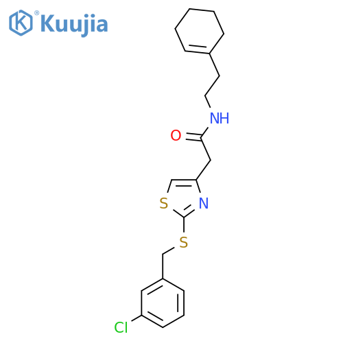 2-(2-{(3-chlorophenyl)methylsulfanyl}-1,3-thiazol-4-yl)-N-2-(cyclohex-1-en-1-yl)ethylacetamide structure