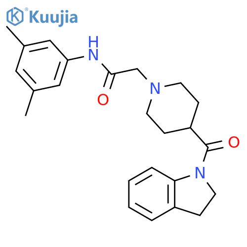 2-4-(2,3-dihydro-1H-indole-1-carbonyl)piperidin-1-yl-N-(3,5-dimethylphenyl)acetamide structure