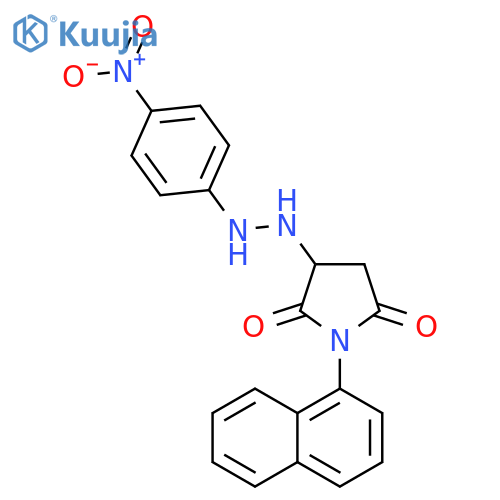 1-(naphthalen-1-yl)-3-2-(4-nitrophenyl)hydrazin-1-ylpyrrolidine-2,5-dione structure